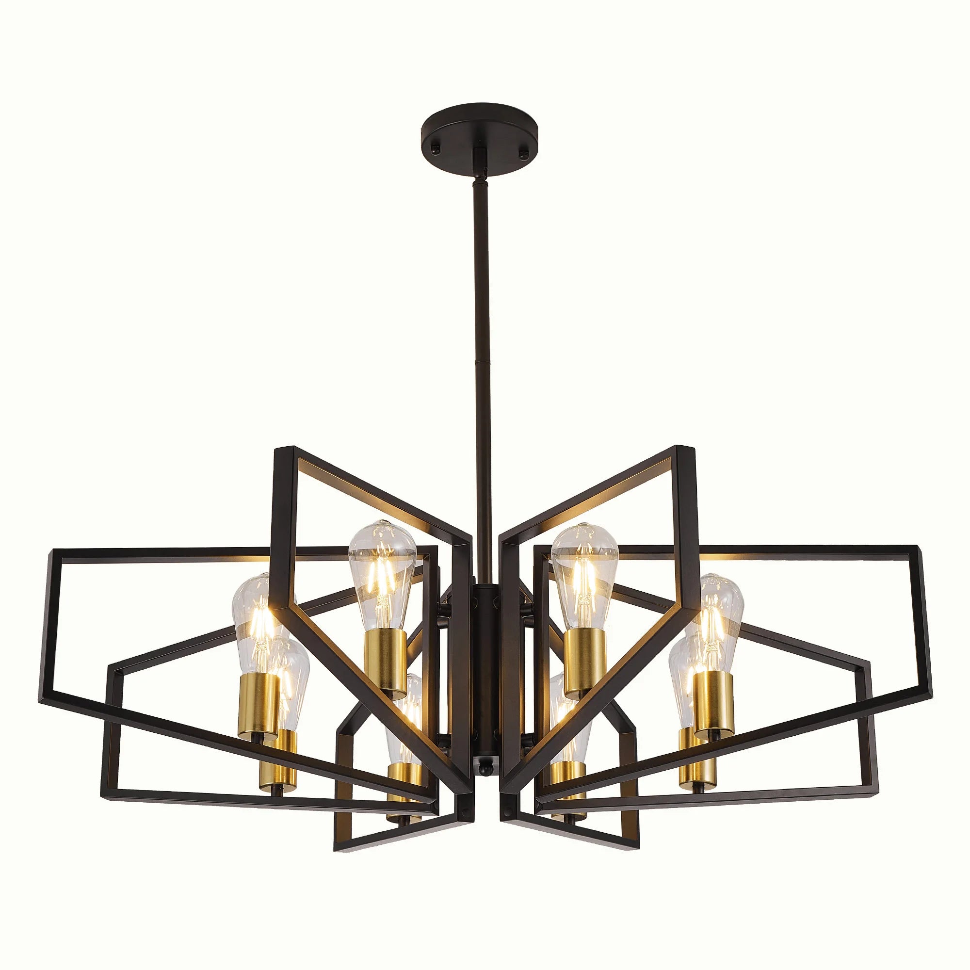 Modern 8-Light Geometric Chandelier with Adjustable Height