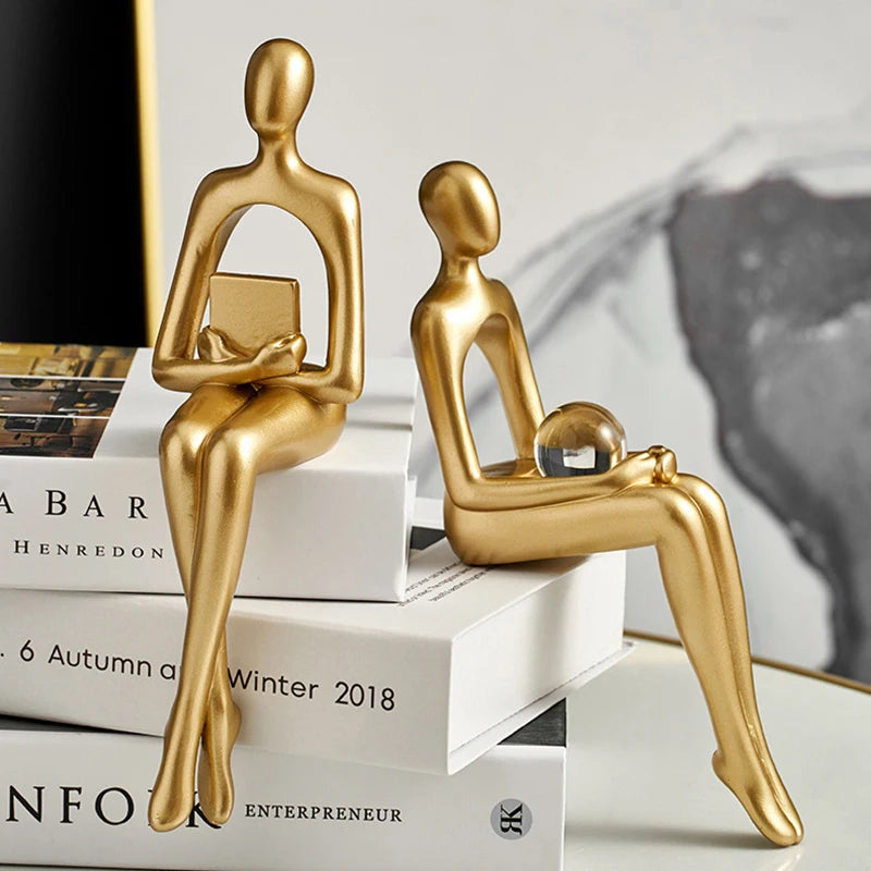 Elegant Golden Abstract Resin Body Art Ornament