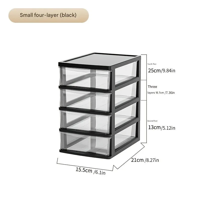 Office Desktop Storage Box, Transparent Drawer Style Cosmetics,