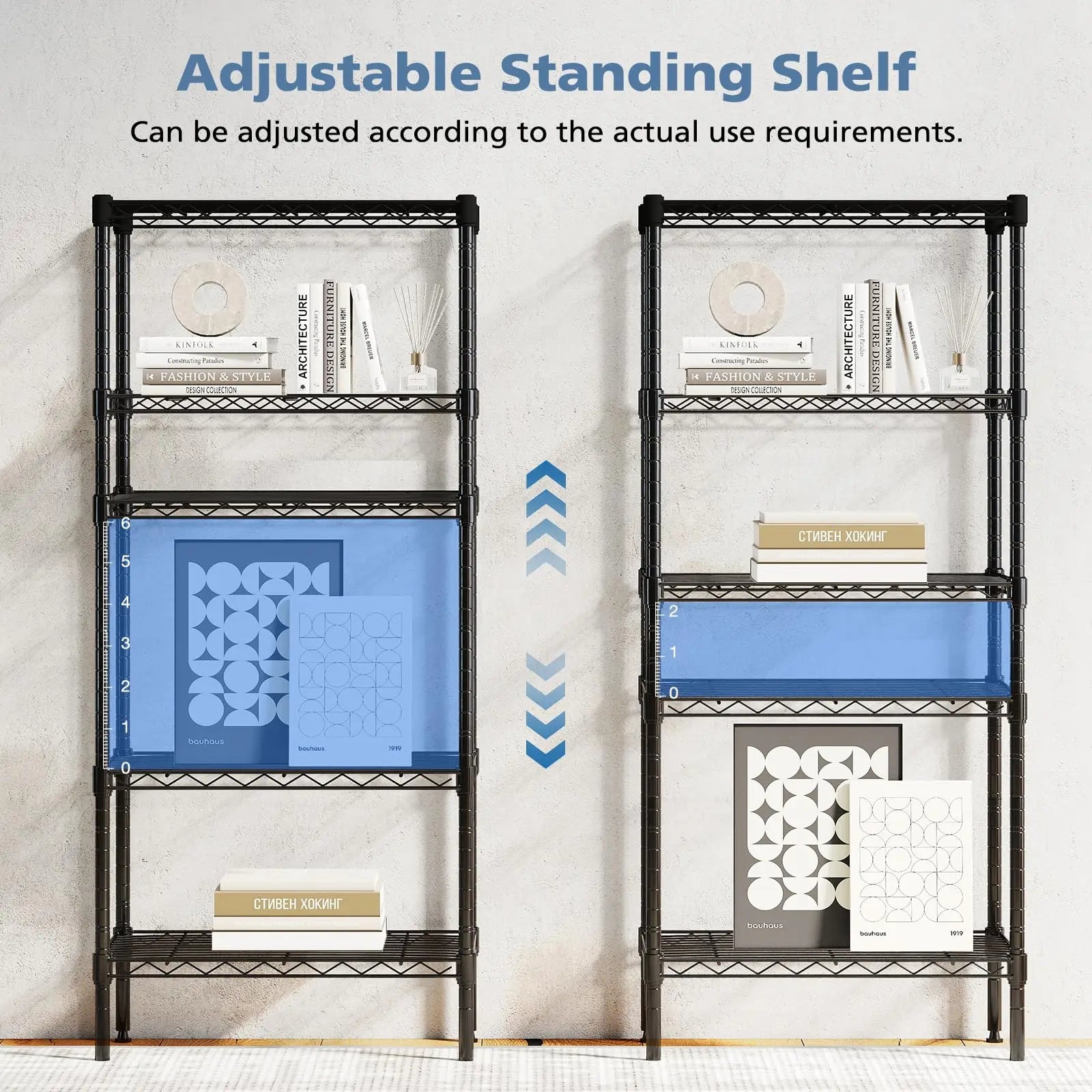 Adjustable 3-5 Tier Metal Wire Storage Shelves