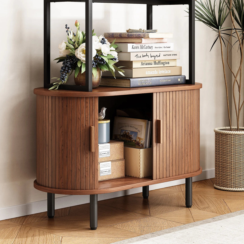71" Tall Modern Bookshelf with Storage Cabinet