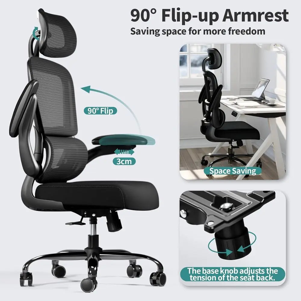 Ergonomic Mesh Desk Chair - Black, 330 lbs Capacity
