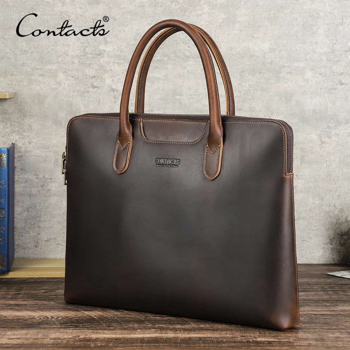 Heritage Leather 14-Inch Laptop Briefcase - product view 2