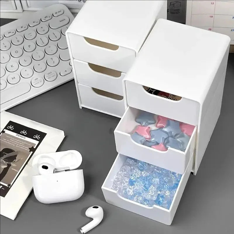 1pc 3 Tier Desktop Organizer With Drawers, Plastic