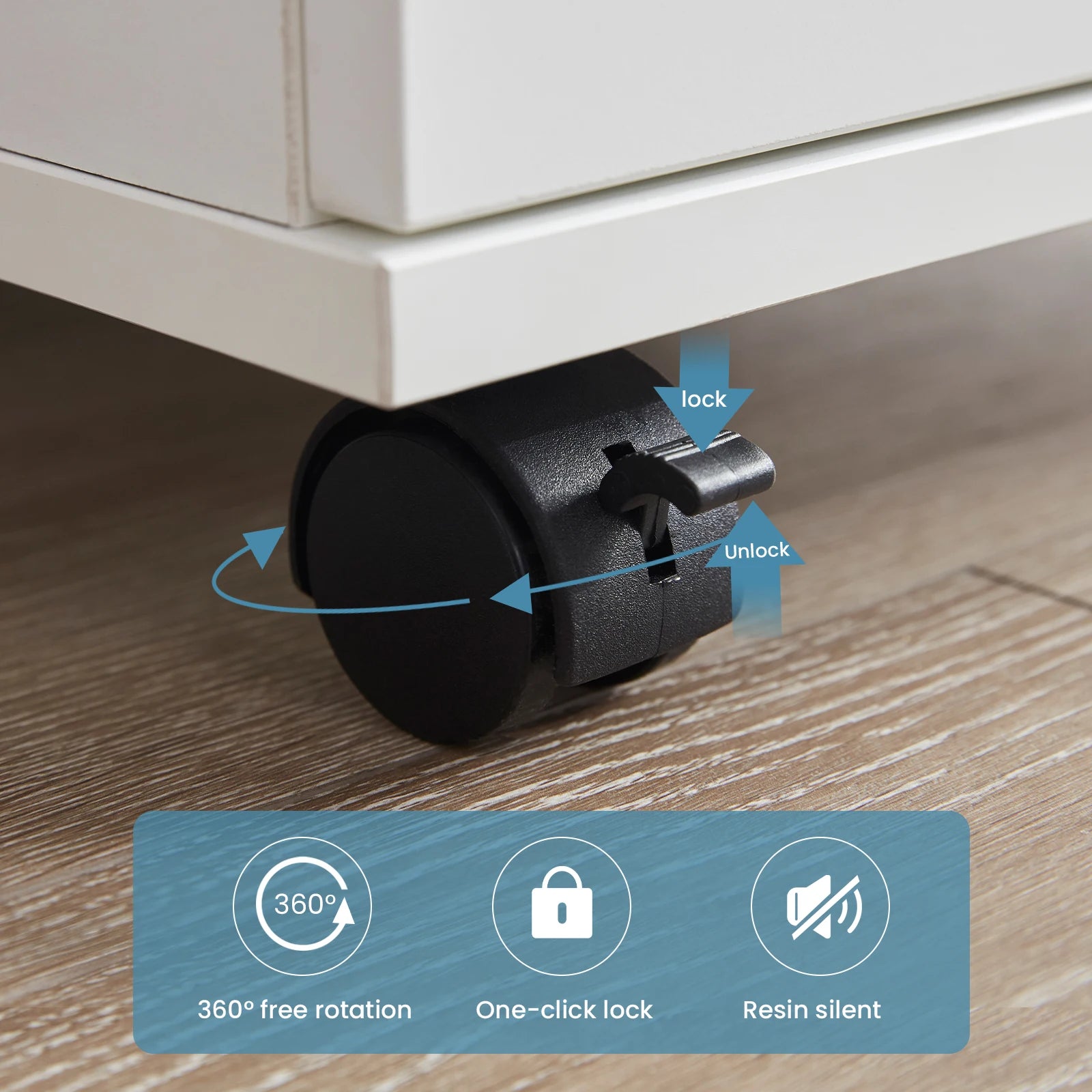 Farini 3-Drawer Under Desk File Cabinet with Lockable Casters