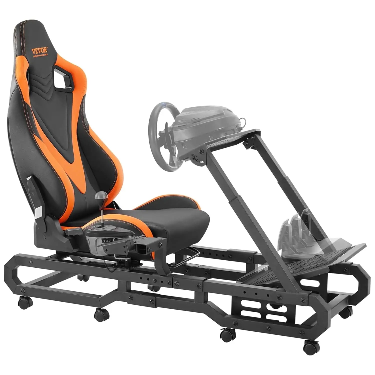 Racing Wheel Stand, Racing Cockpit with Wheels for Logitech G923 G920 G29 & Thrustmaster T248P, Heavy Duty Steel, Custom