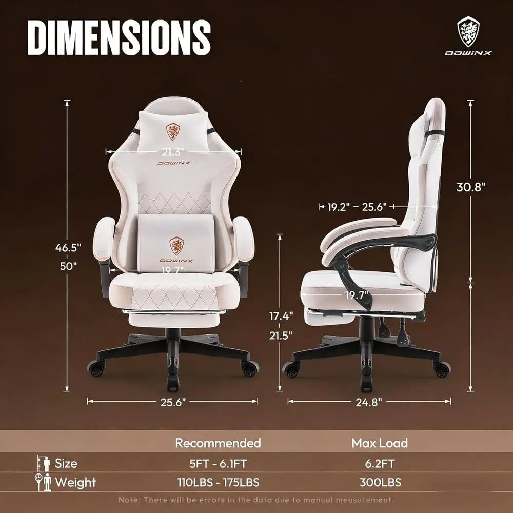 Ergonomic Gaming Chair with Lumbar Support & Footrest