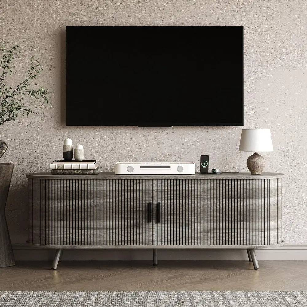 55-Inch Modern TV Stand with Power Outlet & Storage
