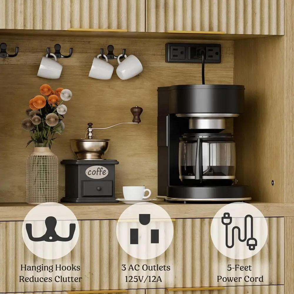 71" Adjustable Pantry Cabinet with Charging Station