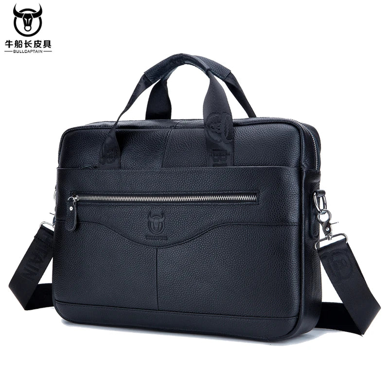 Bullcaptain Genuine Leather 14-Inch Laptop Briefcase - product view 1