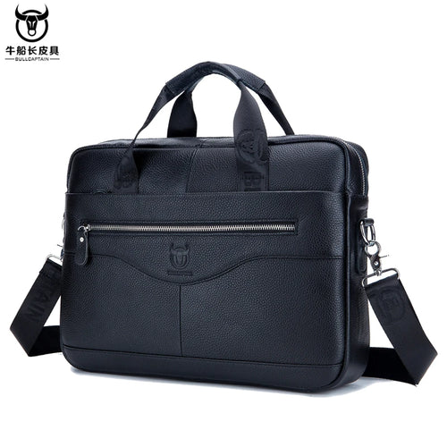 Bullcaptain Genuine Leather 14-Inch Laptop Briefcase - product view 1