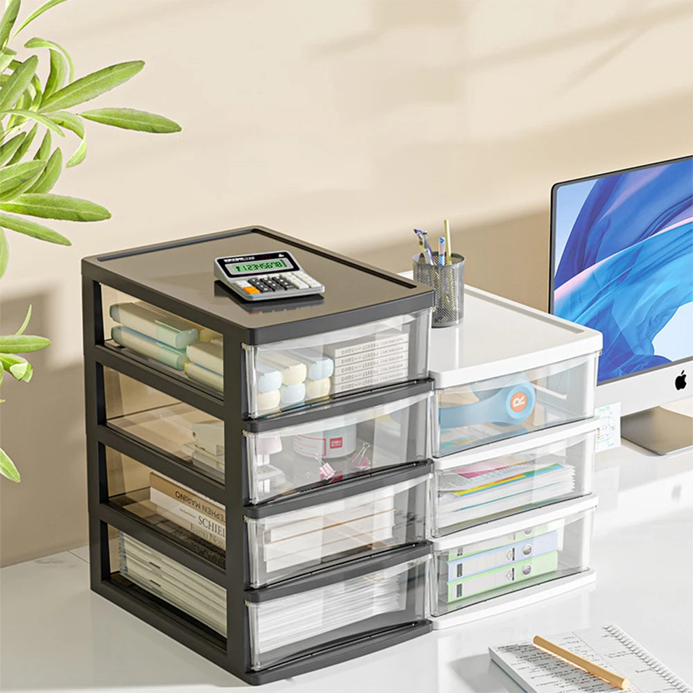 Clear Desktop Storage Box With Drawer Heightened Table