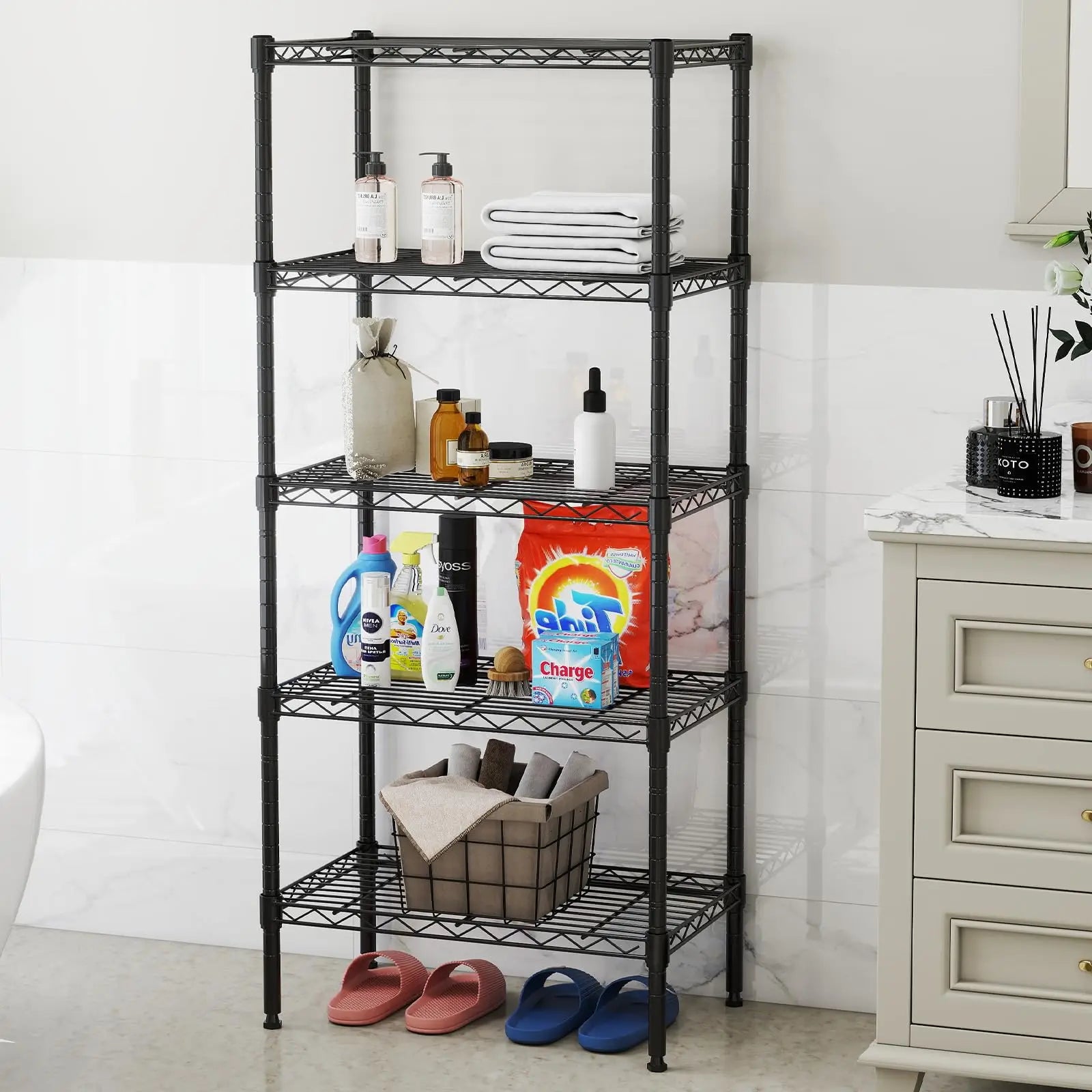Adjustable 3-5 Tier Metal Wire Storage Shelves