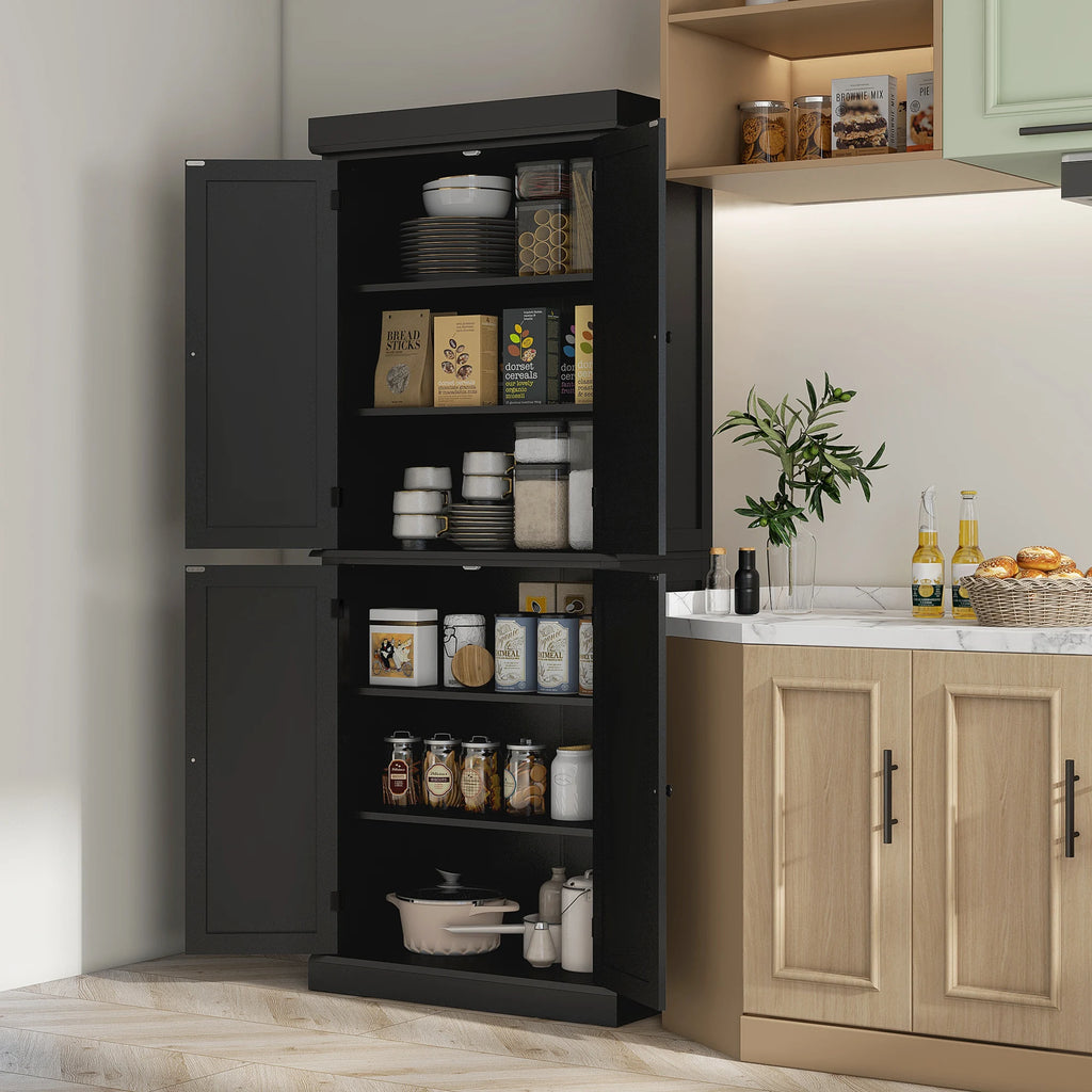 HOMCOM 72.5" Tall Kitchen Pantry Cabinet - Black