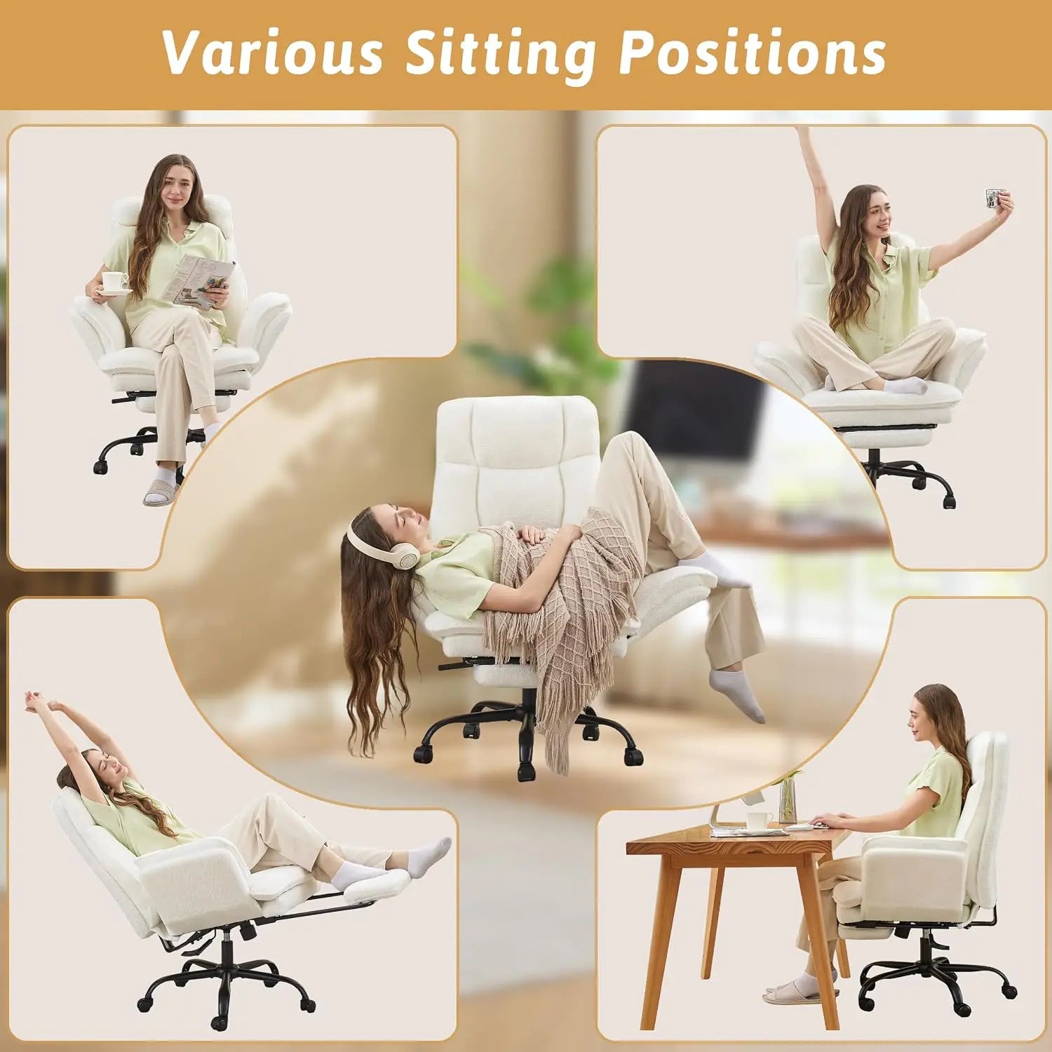 Big and Tall Executive Reclining Office Chair with Footrest