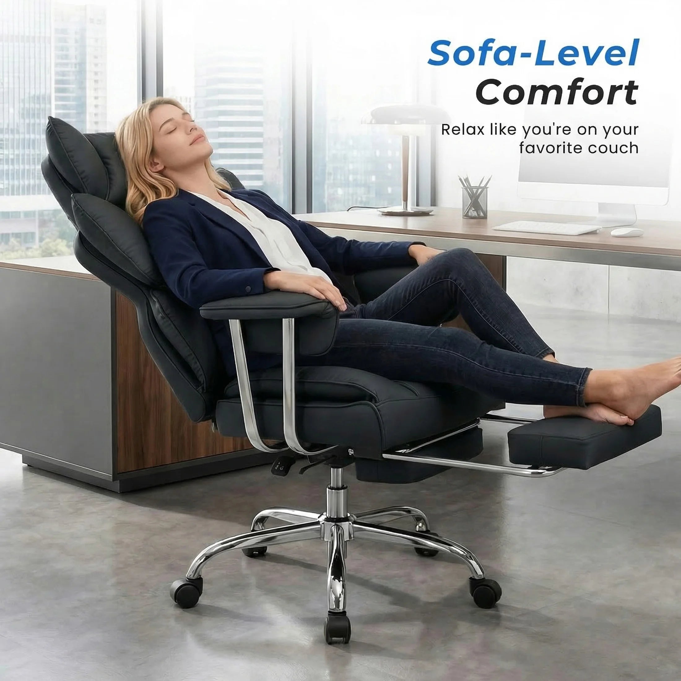 JHK Ergonomic Reclining Office Chair with Footrest