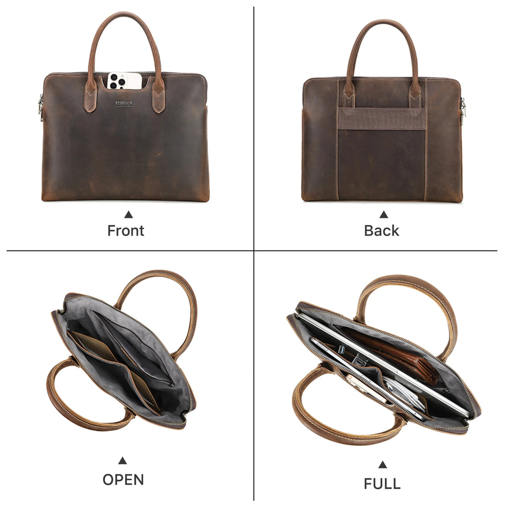 Heritage Leather 14-Inch Laptop Briefcase - product view 4