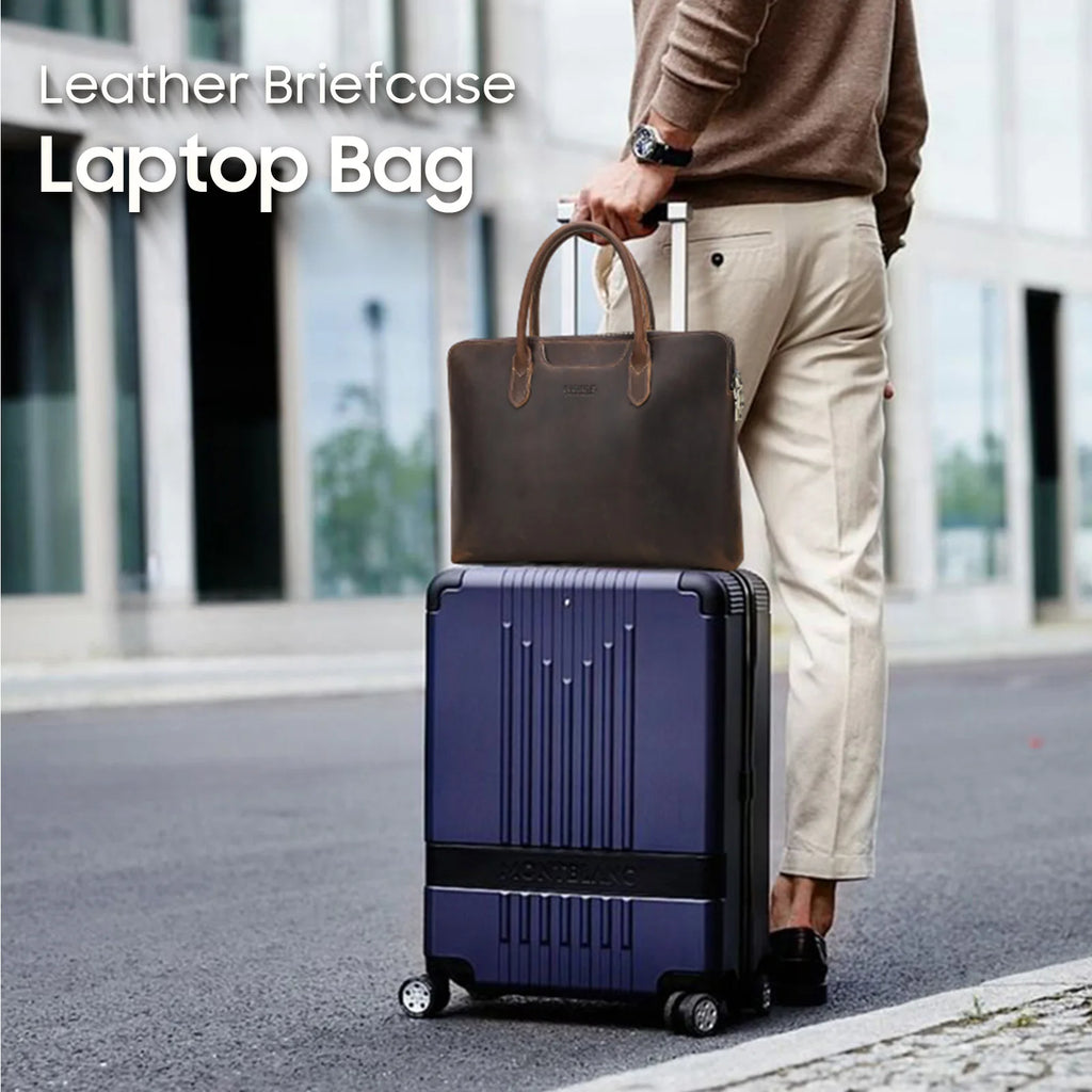 Heritage Leather 14-Inch Laptop Briefcase - product view 3
