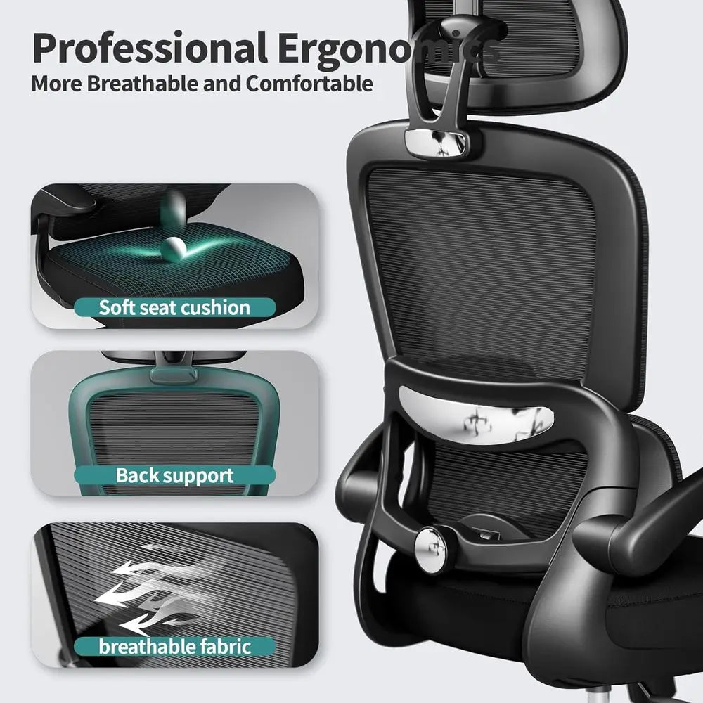 Ergonomic Mesh Desk Chair - Black, 330 lbs Capacity