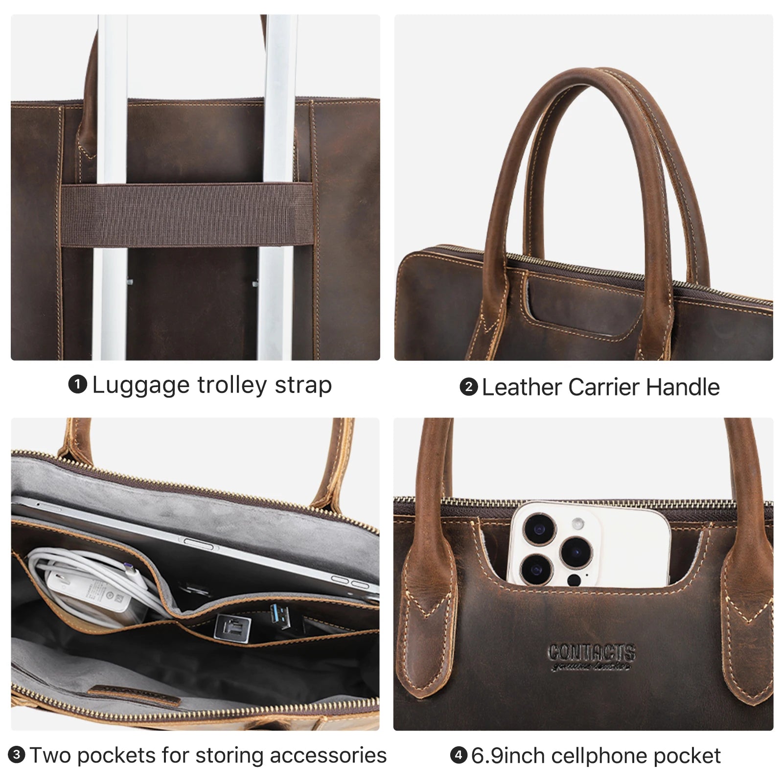 Heritage Leather 14-Inch Laptop Briefcase - product view 7