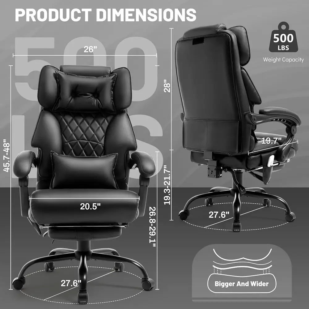 Ergonomic Vibration & Heat Massage Office Chair - 500 lbs Capacity