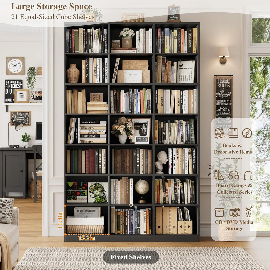 86 Inch Triple Wide Freestanding Book Storage Unit