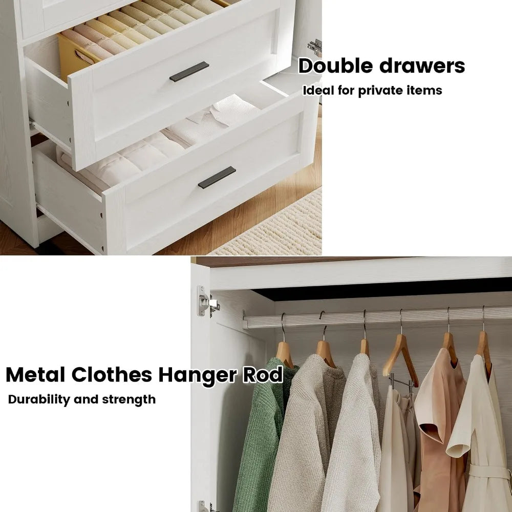 70.6" Tall Freestanding Wardrobe Armoire with 3 Doors