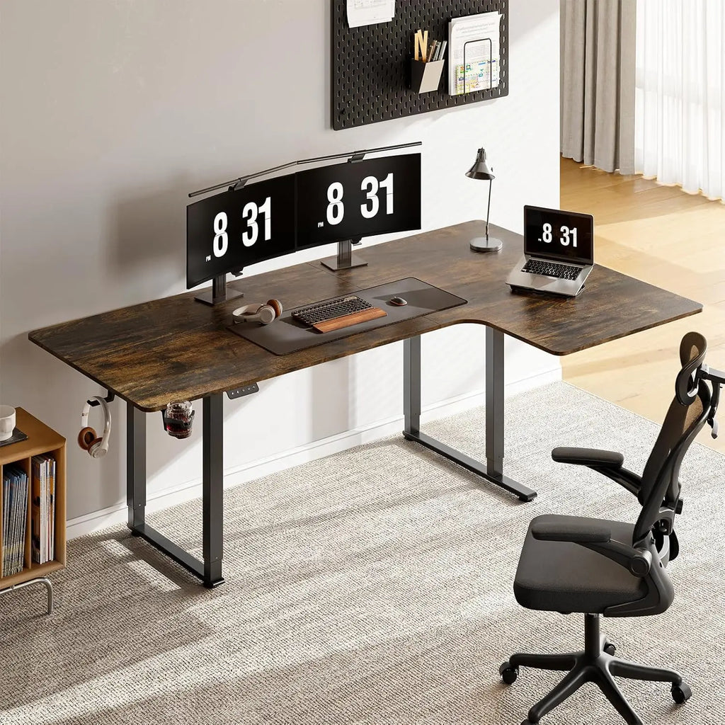 L Shaped Electric Standing Desk with Dual Motor Adjustment