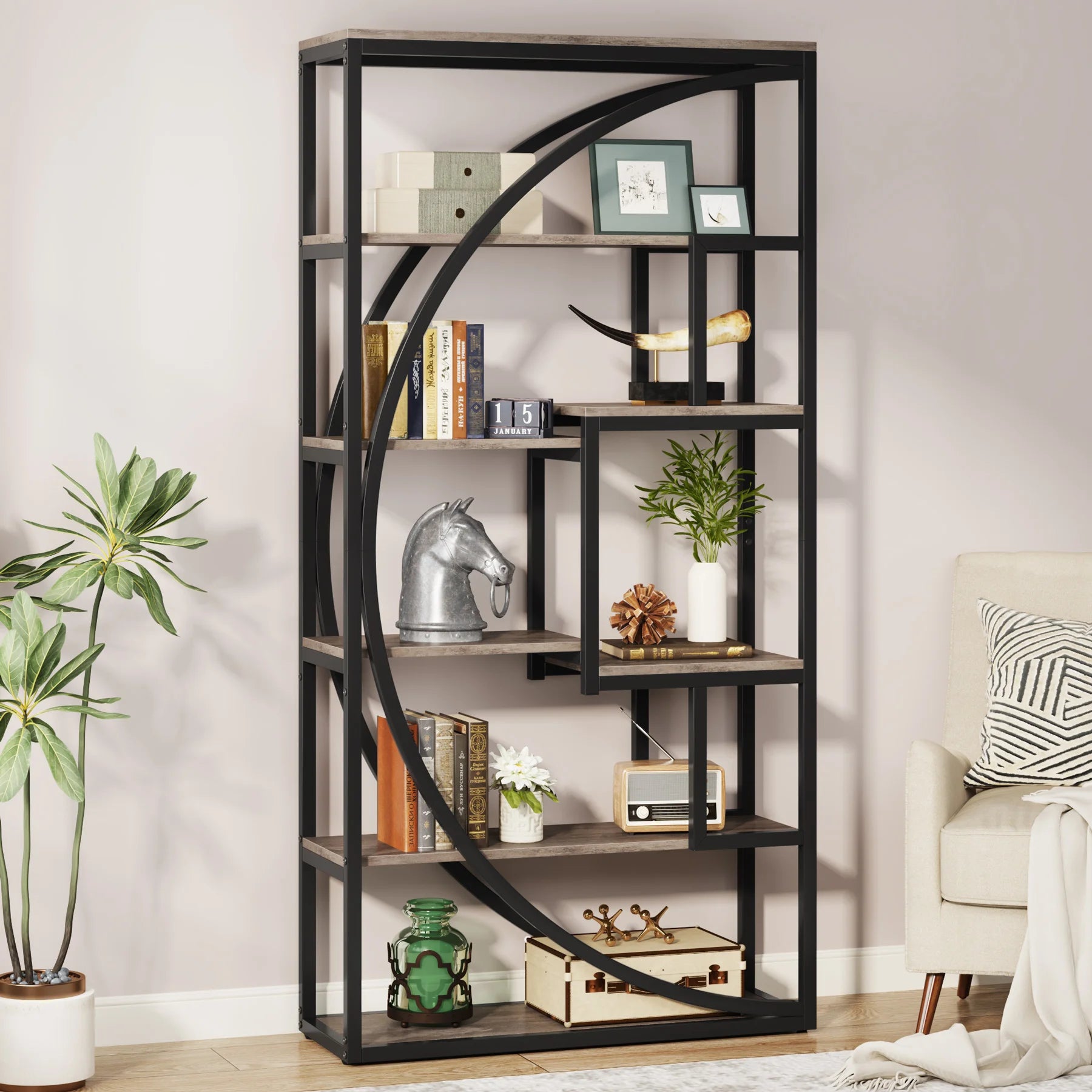 Industrial 5-Tier Etagere Bookcase