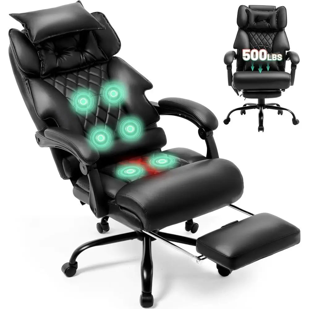 Ergonomic Vibration & Heat Massage Office Chair - 500 lbs Capacity
