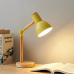 Nordic Wooden Desk Lamp Rubberwood Base Adjustable Head