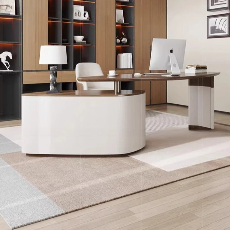 Adjustable L-Shaped Executive Office Desk Shelves