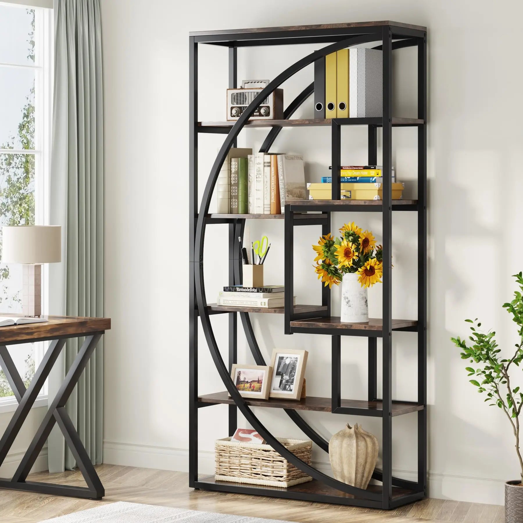 Industrial 5-Tier Etagere Bookcase