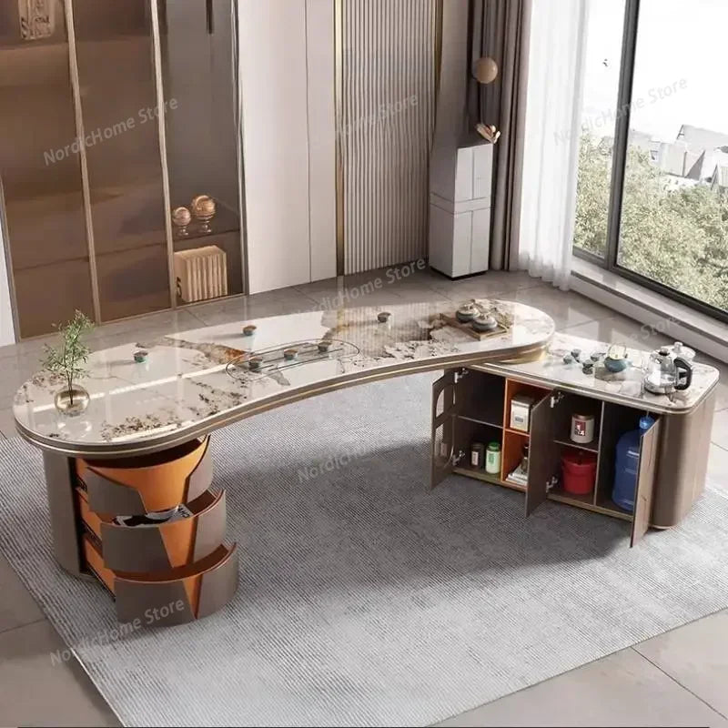 Modern L-Shaped Office Desk with Storage Drawers