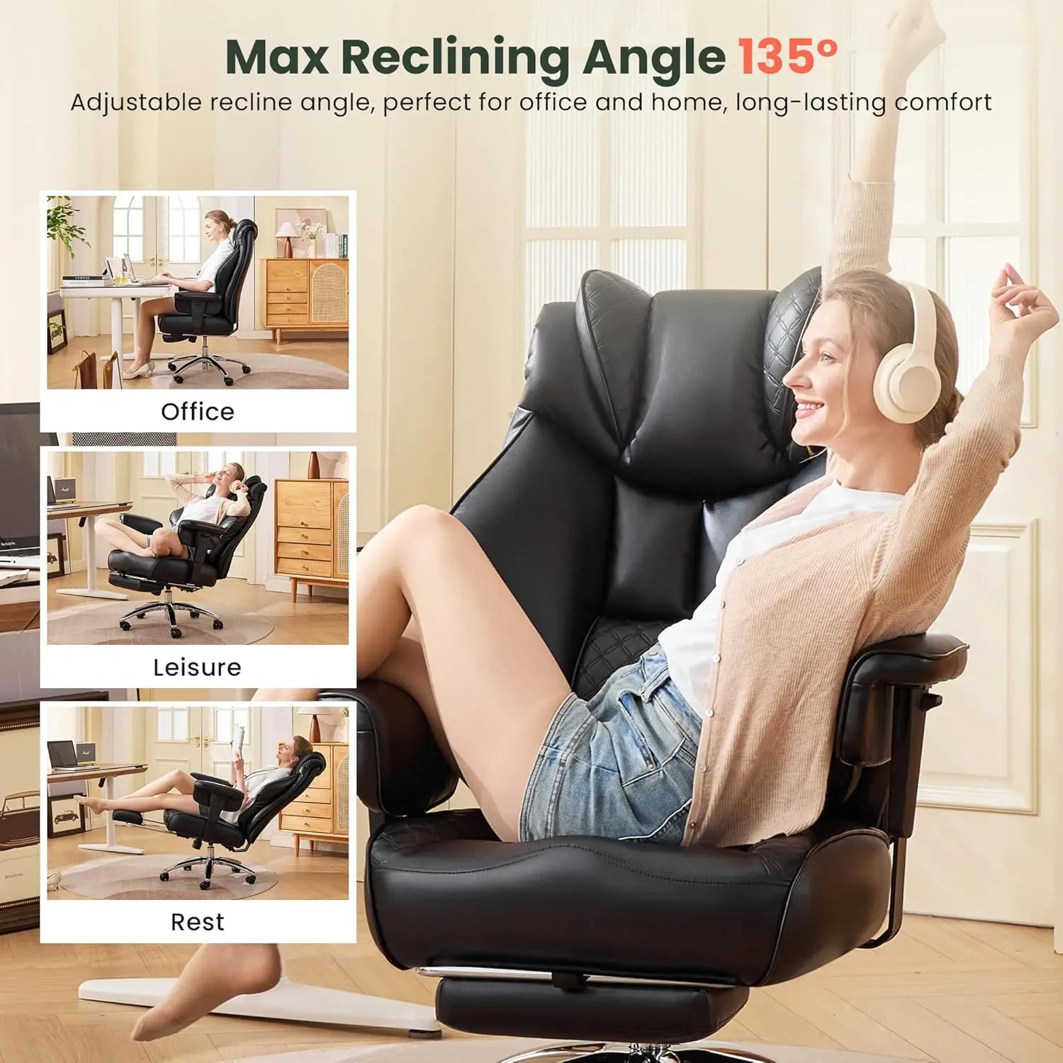 500LBS Big and Tall Gaming Chair with Adjustable Support
