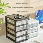 Office Desktop Storage Box, Transparent Drawer Style Cosmetics,