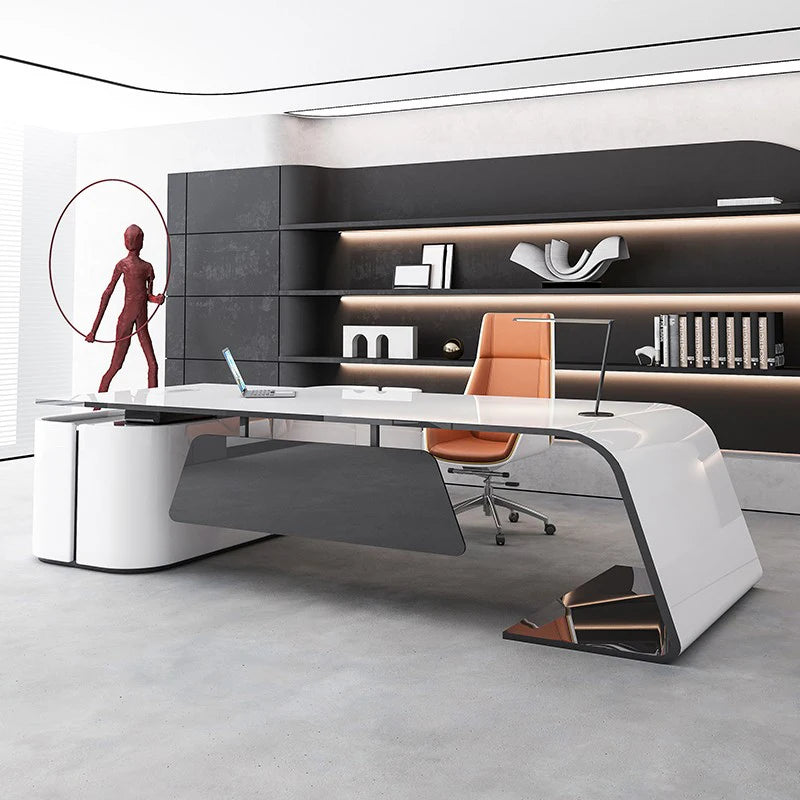 Luxury White Senior Lacquer Desk for Executives