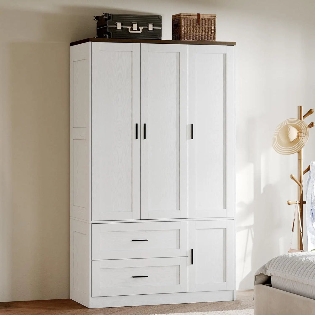 70.6" Tall Freestanding Wardrobe Armoire with 3 Doors