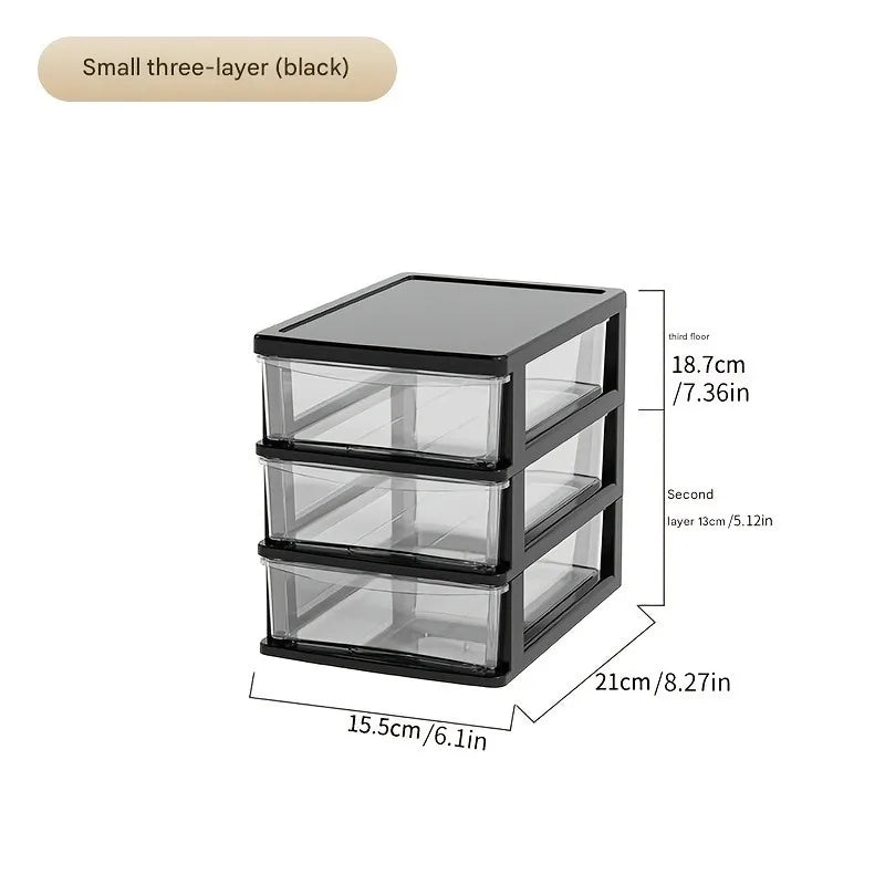 Office Desktop Storage Box, Transparent Drawer Style Cosmetics,