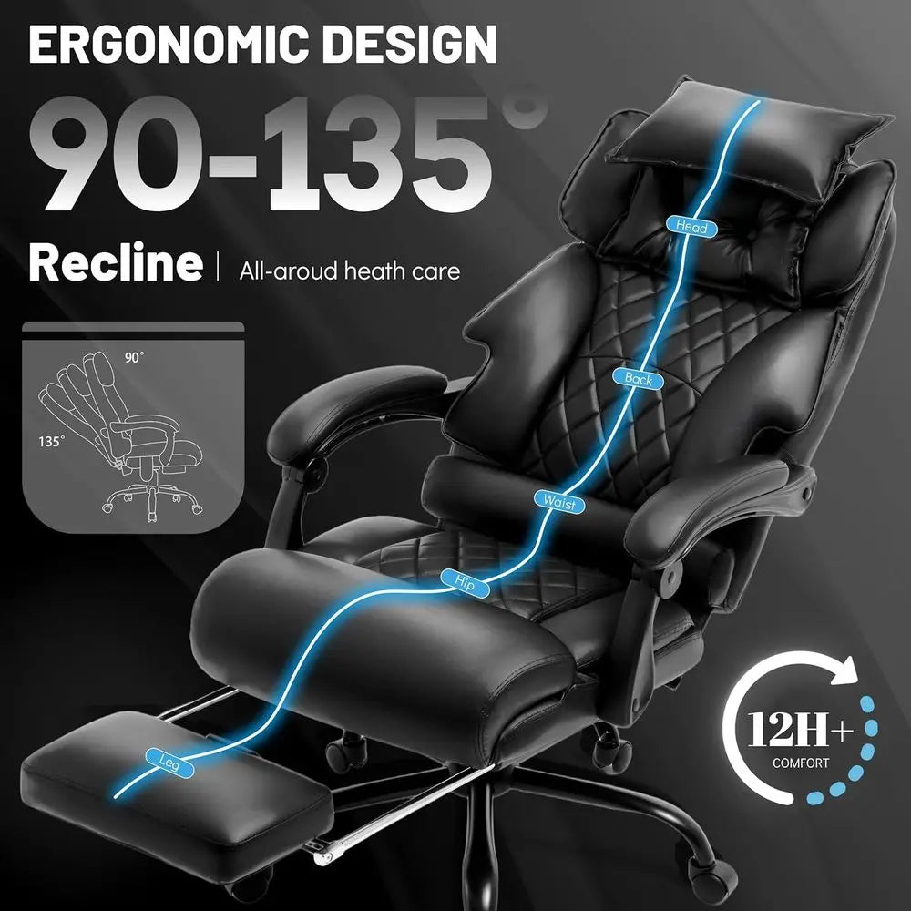 Ergonomic Vibration & Heat Massage Office Chair - 500 lbs Capacity