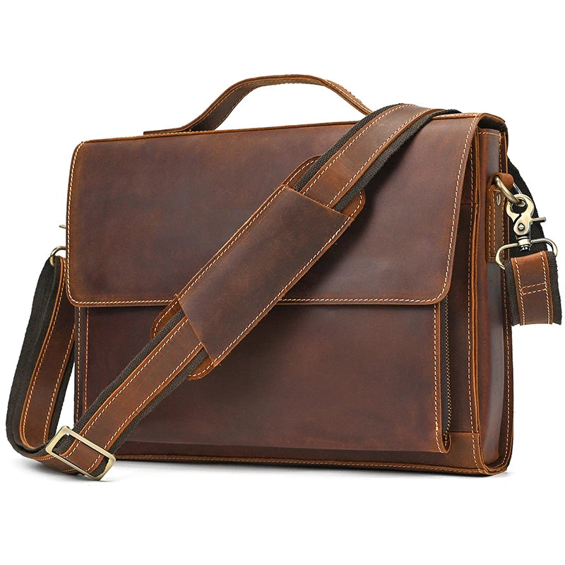 Luufan Crazy Horse Leather 14-Inch Laptop Briefcase - product view 3