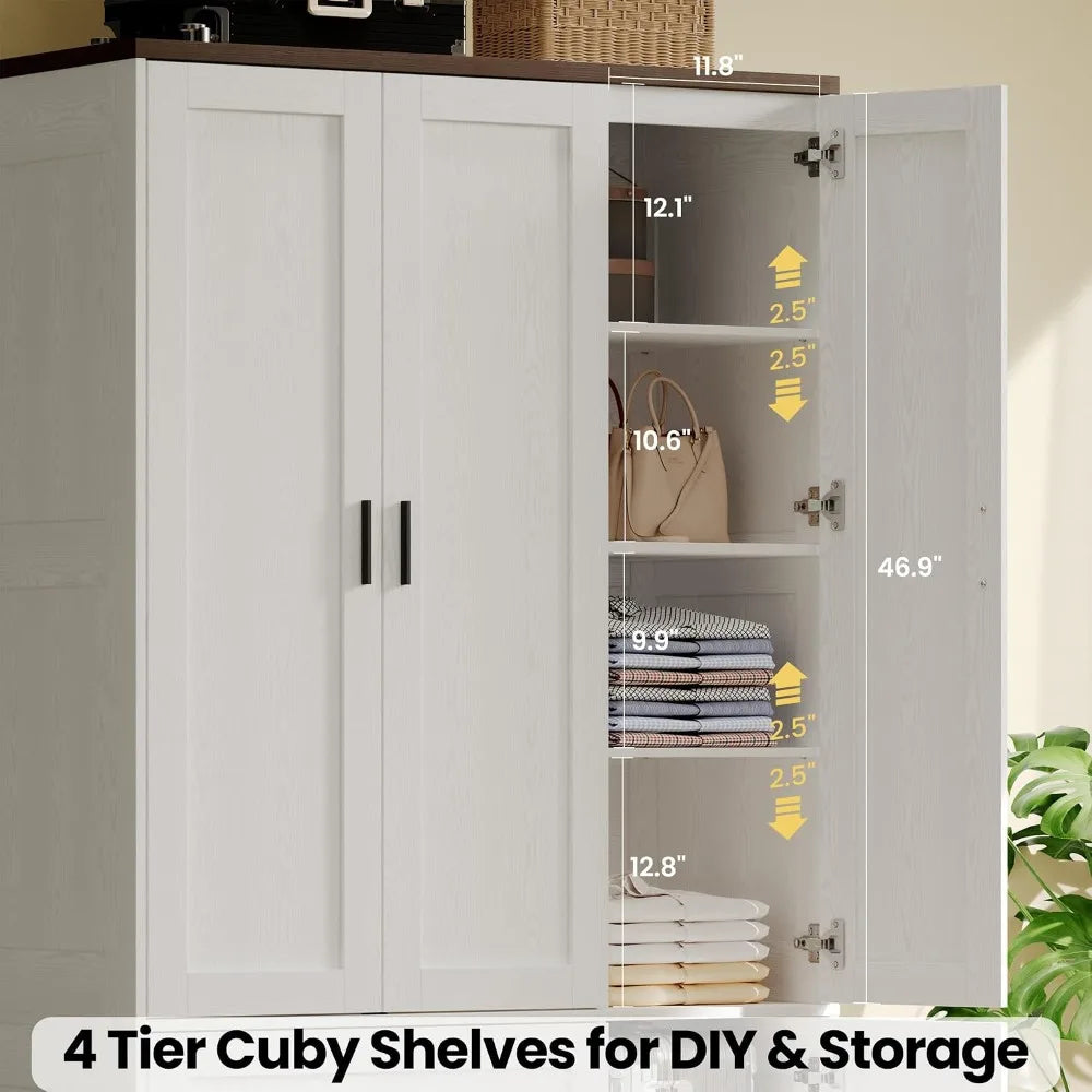 70.6" Tall Freestanding Wardrobe Armoire with 3 Doors