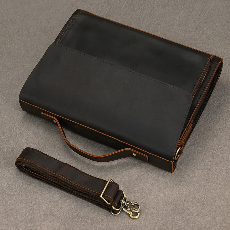 Luufan Crazy Horse Leather 14-Inch Laptop Briefcase - product view 6