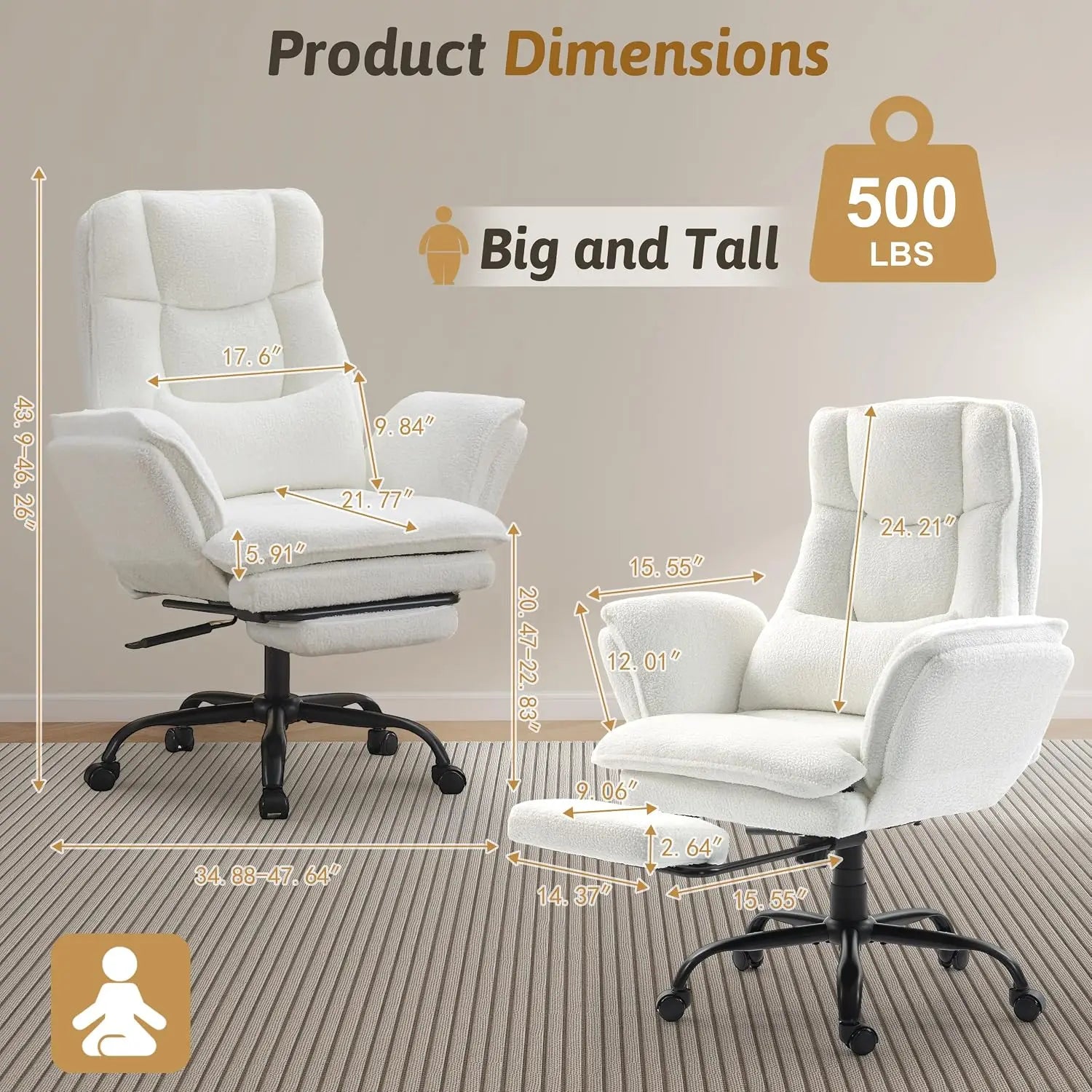Big and Tall Executive Reclining Office Chair with Footrest