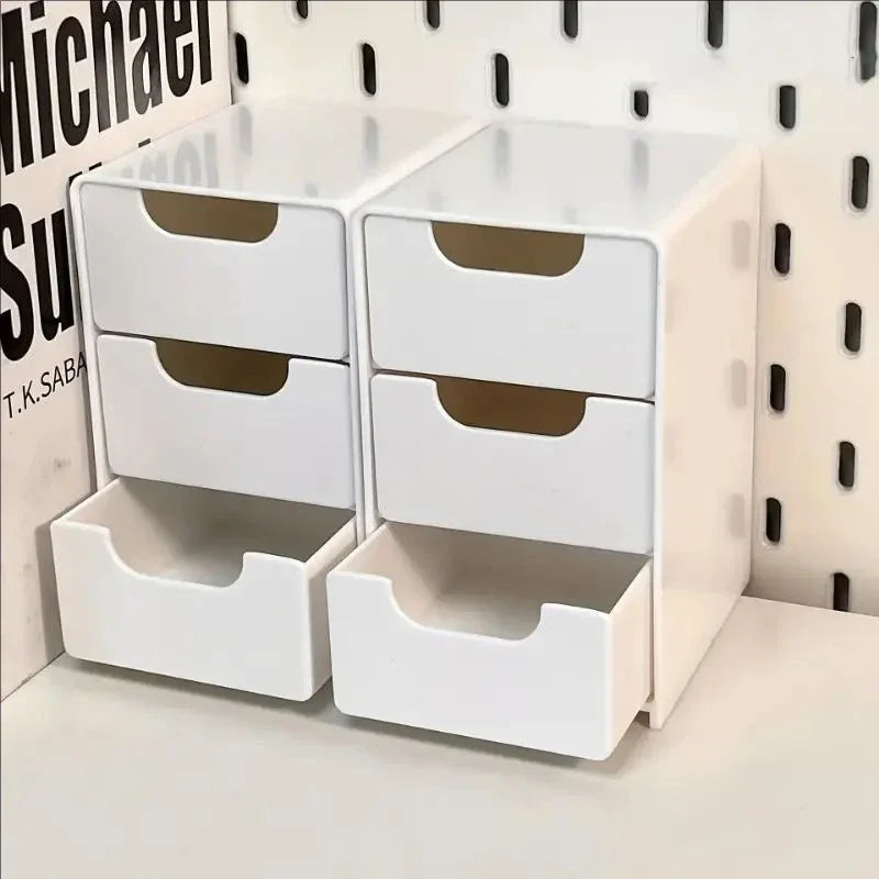 1pc 3 Tier Desktop Organizer With Drawers, Plastic