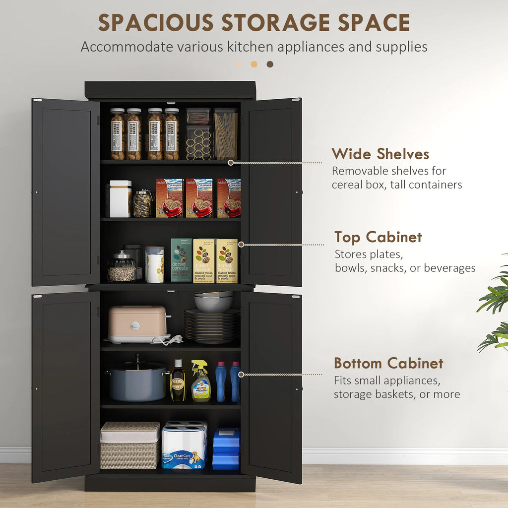 HOMCOM 72.5" Tall Kitchen Pantry Cabinet - Black