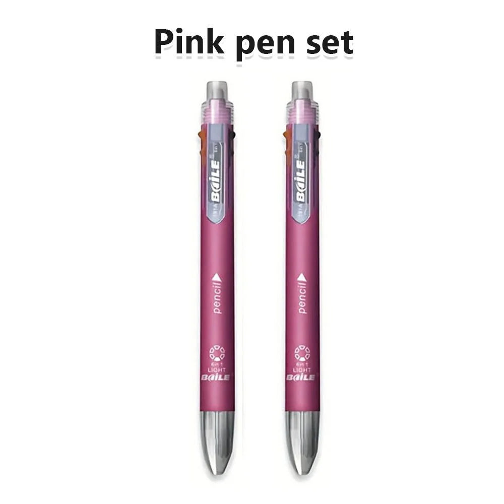 2pcs/set 6 In 1 Ballpoint Pens 5 Colors