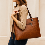 Cora Carry Office Tote Bag Leather Look Zip Top