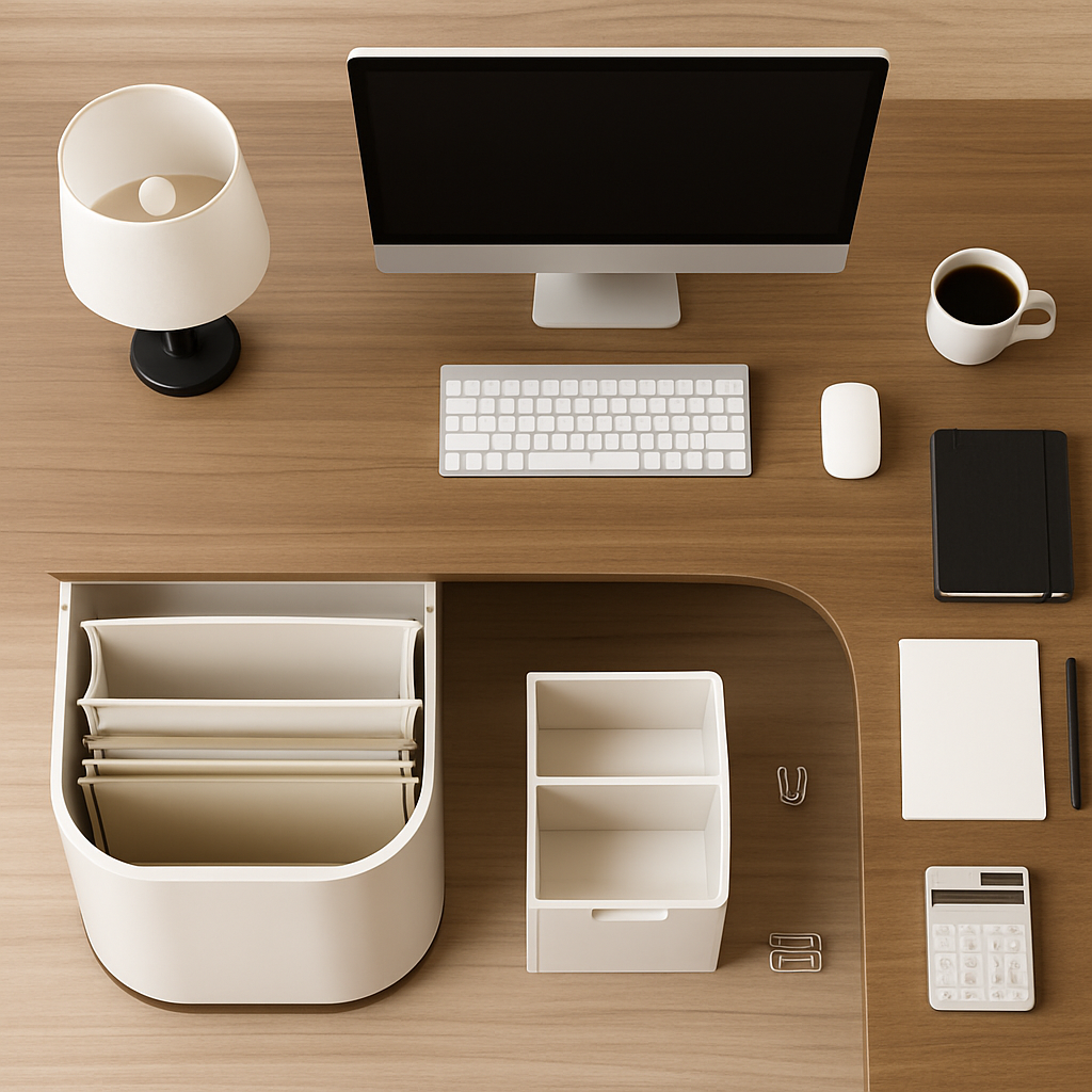Adjustable Executive Office Desk Shelves Lshaped Display Office Desk Reception Conference Escritorio Oficina Trendy Furniture context image