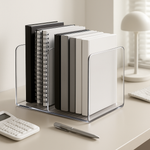 ClearStand U Shaped Bookends Clear Plastic Minimal Profile lifestyle image